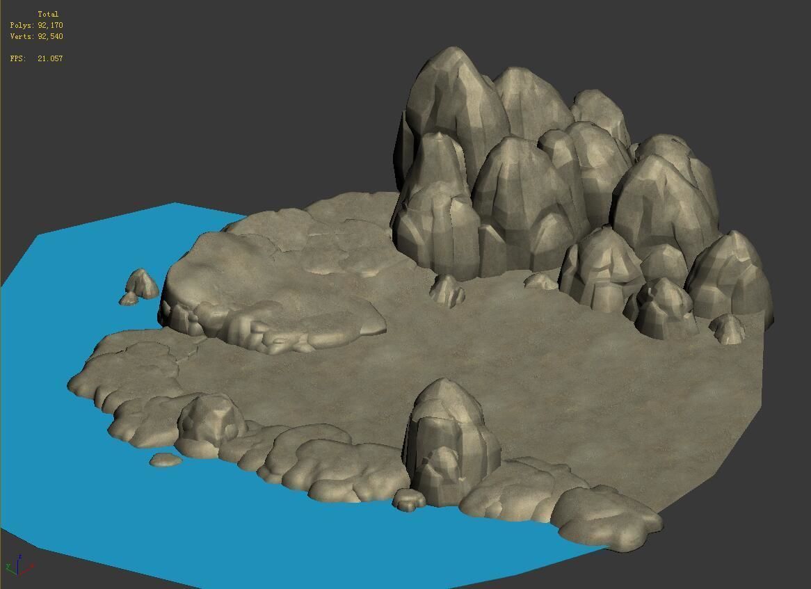 Cartoon forest - river bank connection 3D model_2