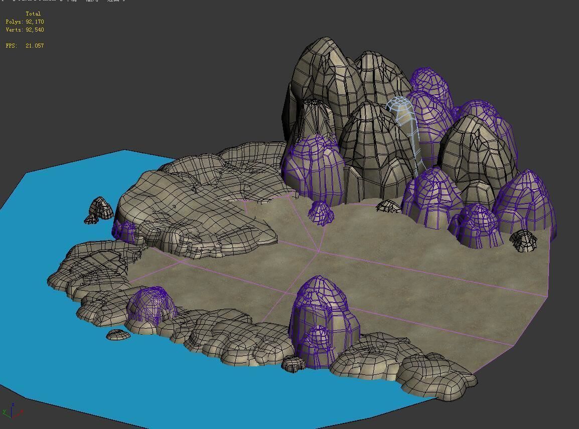 Cartoon forest - river bank connection 3D model_3