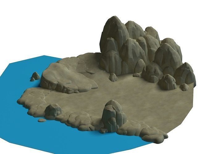 Cartoon forest - river bank connection 3D model