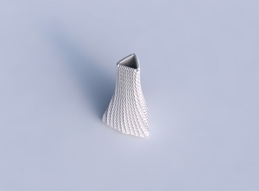Vase grounded triangle with bent extruded lines 3D print model_1