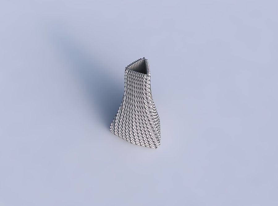 Vase grounded triangle with bent extruded lines 3D print model_6