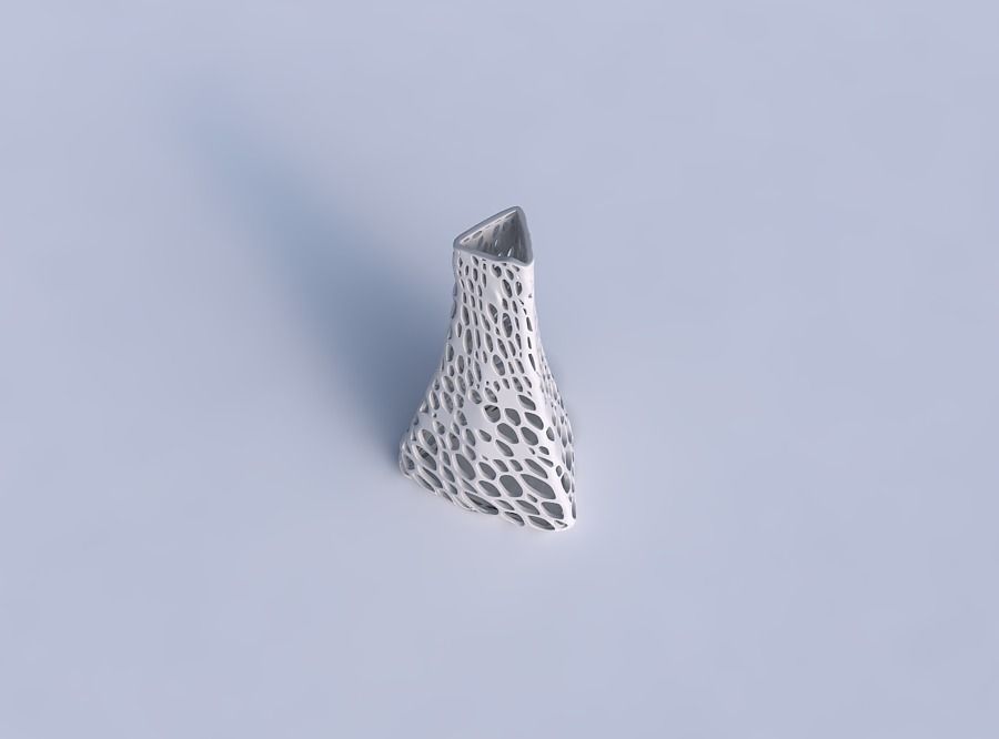 Vase grounded triangle with dense organic lattice 3D print model_1