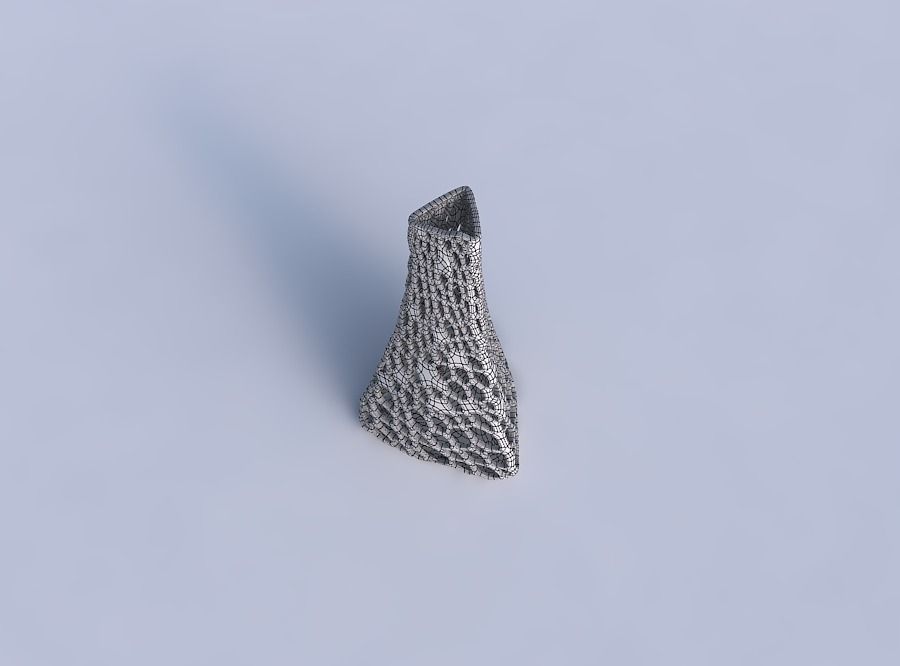 Vase grounded triangle with dense organic lattice 3D print model_6