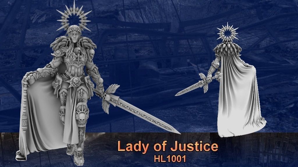 Heresylab - Lady of Justice 55mm 3D print model_1