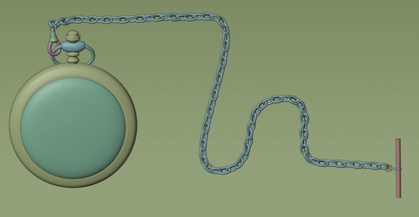 Gold pocket watch 3D model_6