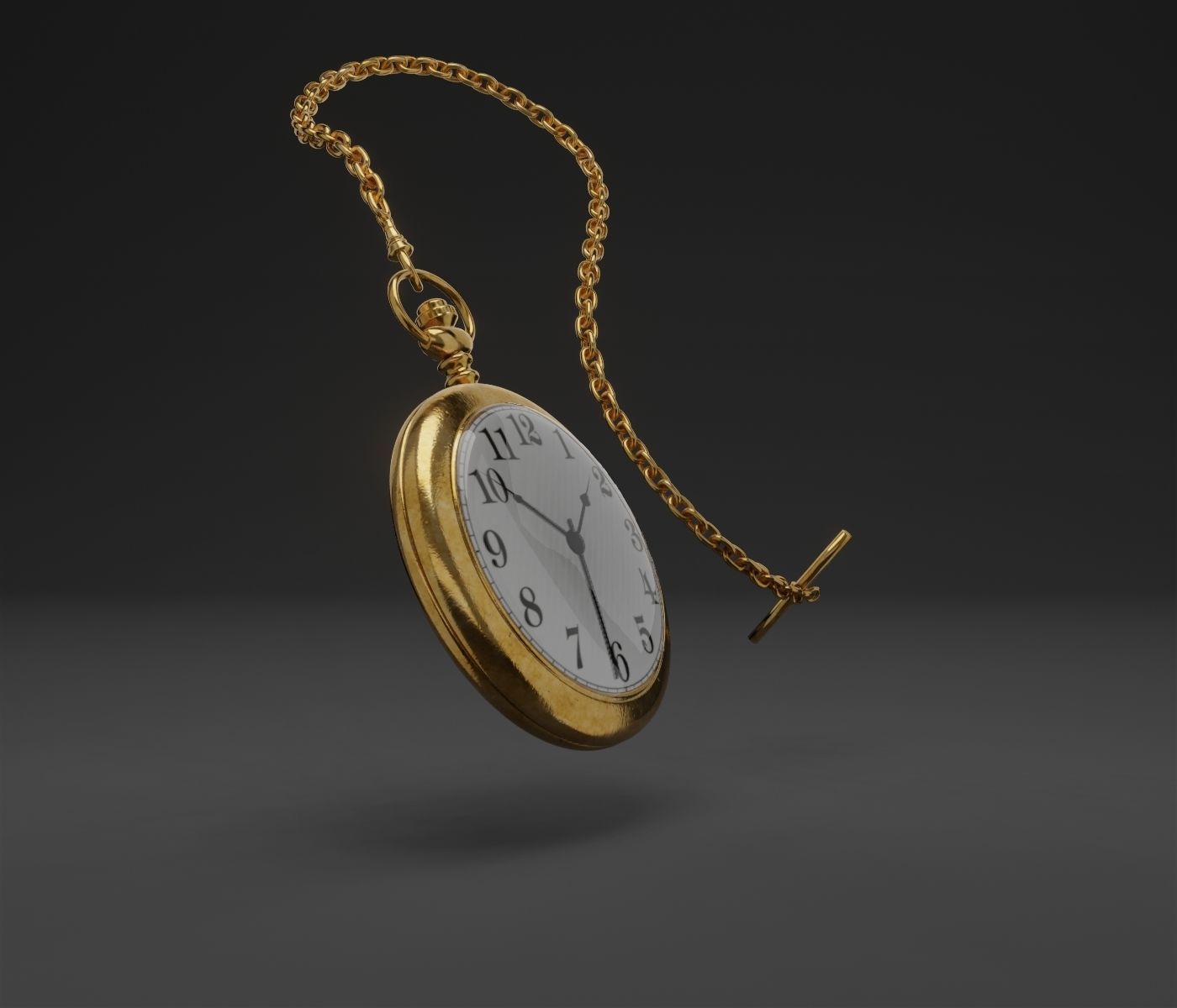 Gold pocket watch 3D model_3