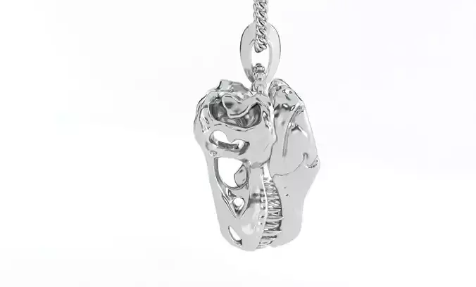 Tyrannosaurus skull silver pendant