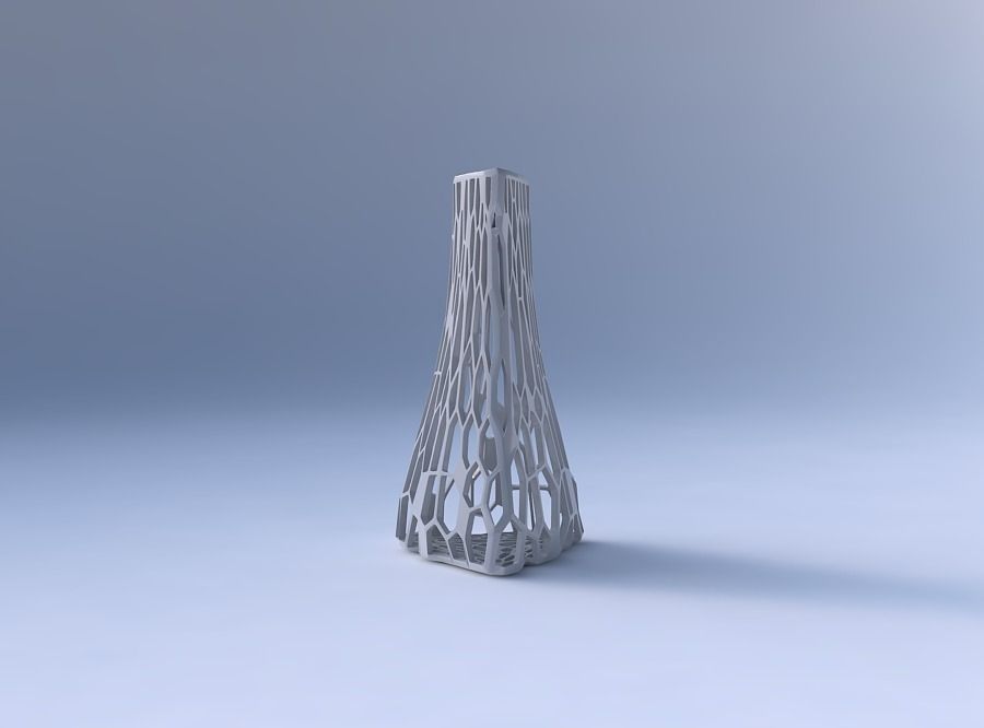 Vase grounded triangle with faceted organic lattice 3D print model_4