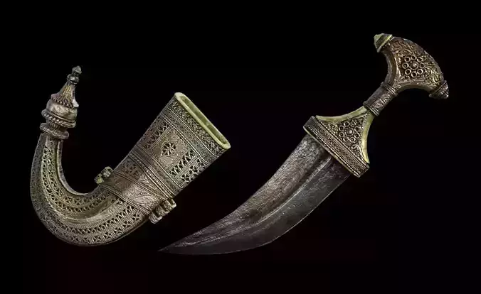 Arabian dagger  Low-poly 3D model