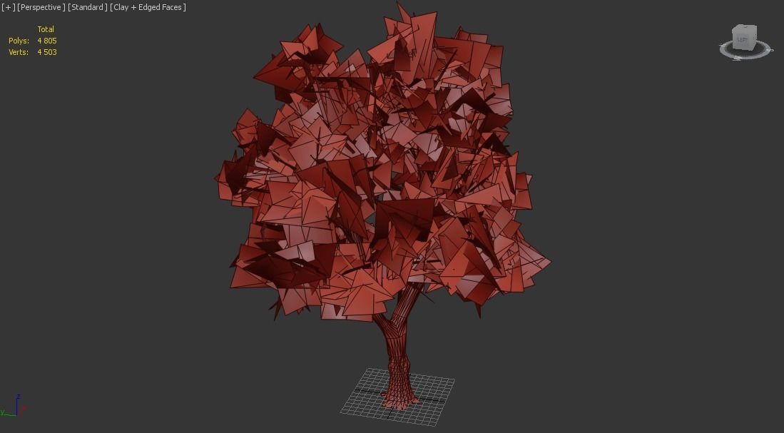 Green Ash Tree Low-poly 3D model_5