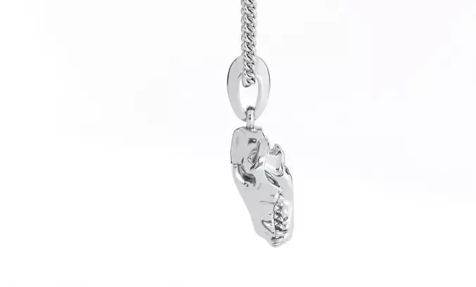 wolf skull silver pendant