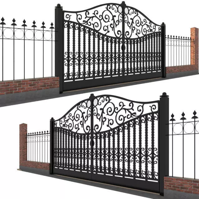 Gate and fence 3D model_0