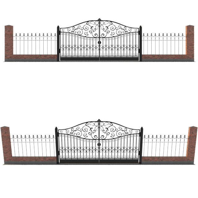 Gate and fence 3D model_1
