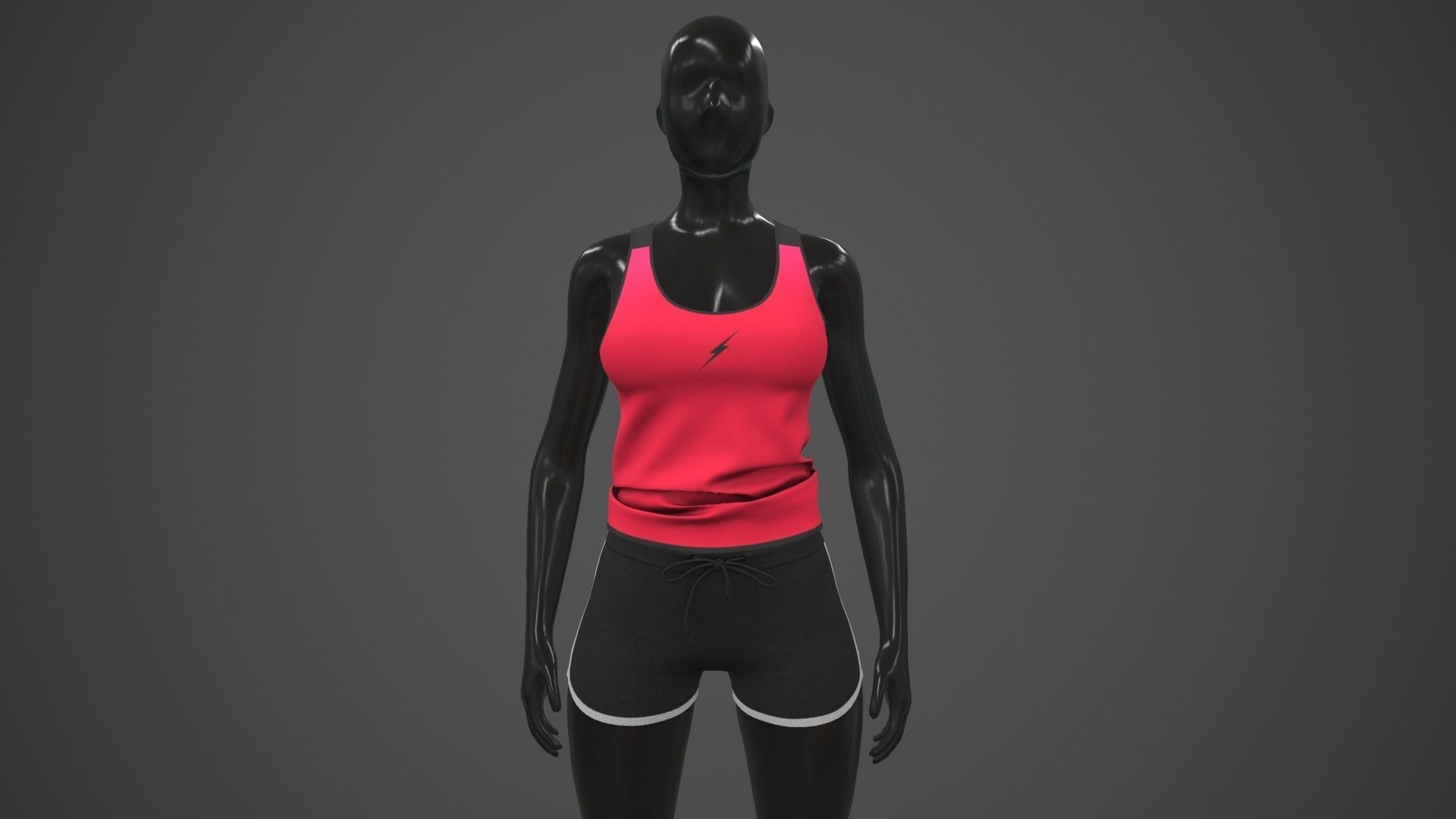 Female Sportswear gym clothing PBR Low-poly 3D model_4