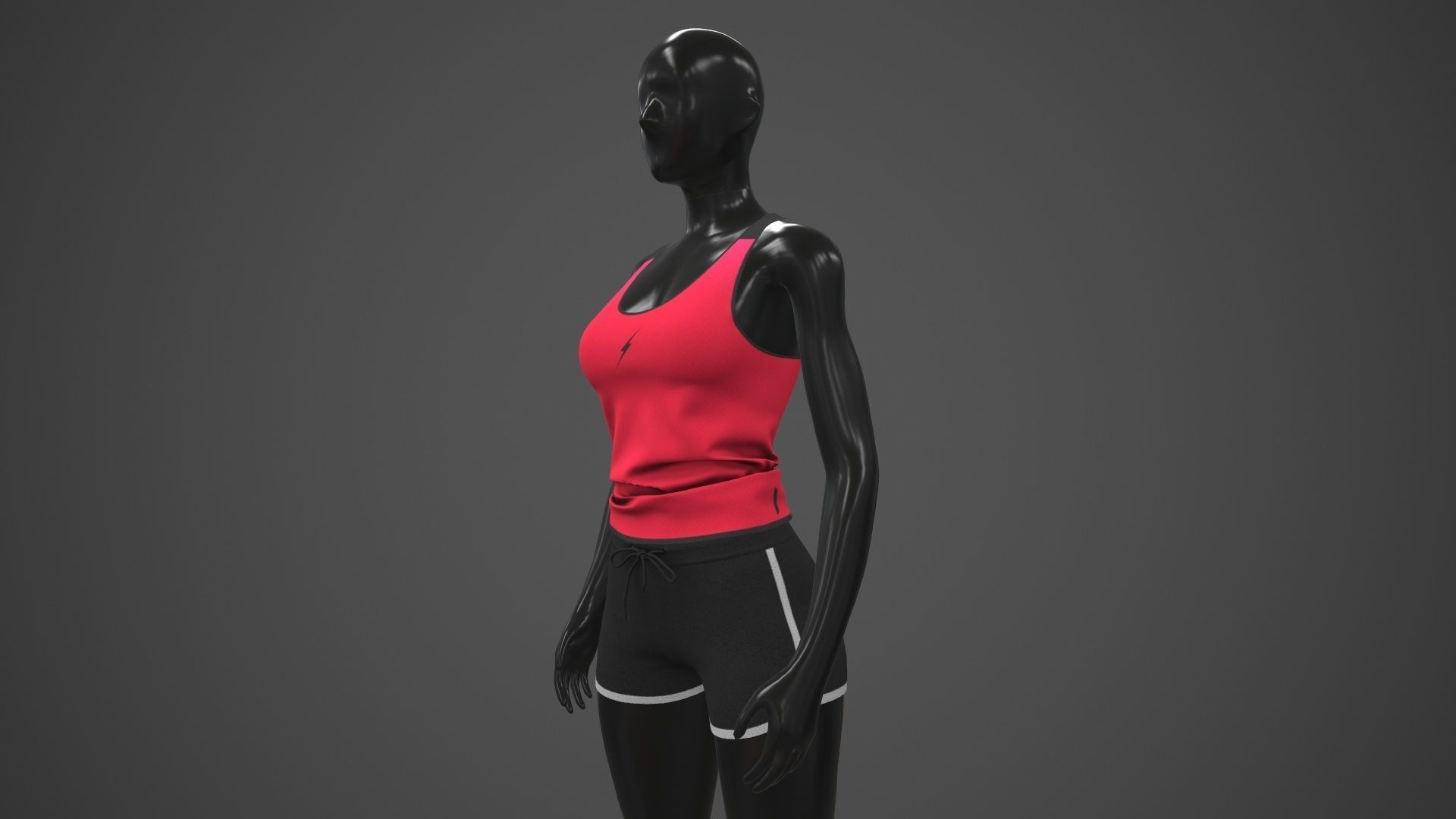 Female Sportswear gym clothing PBR Low-poly 3D model_6