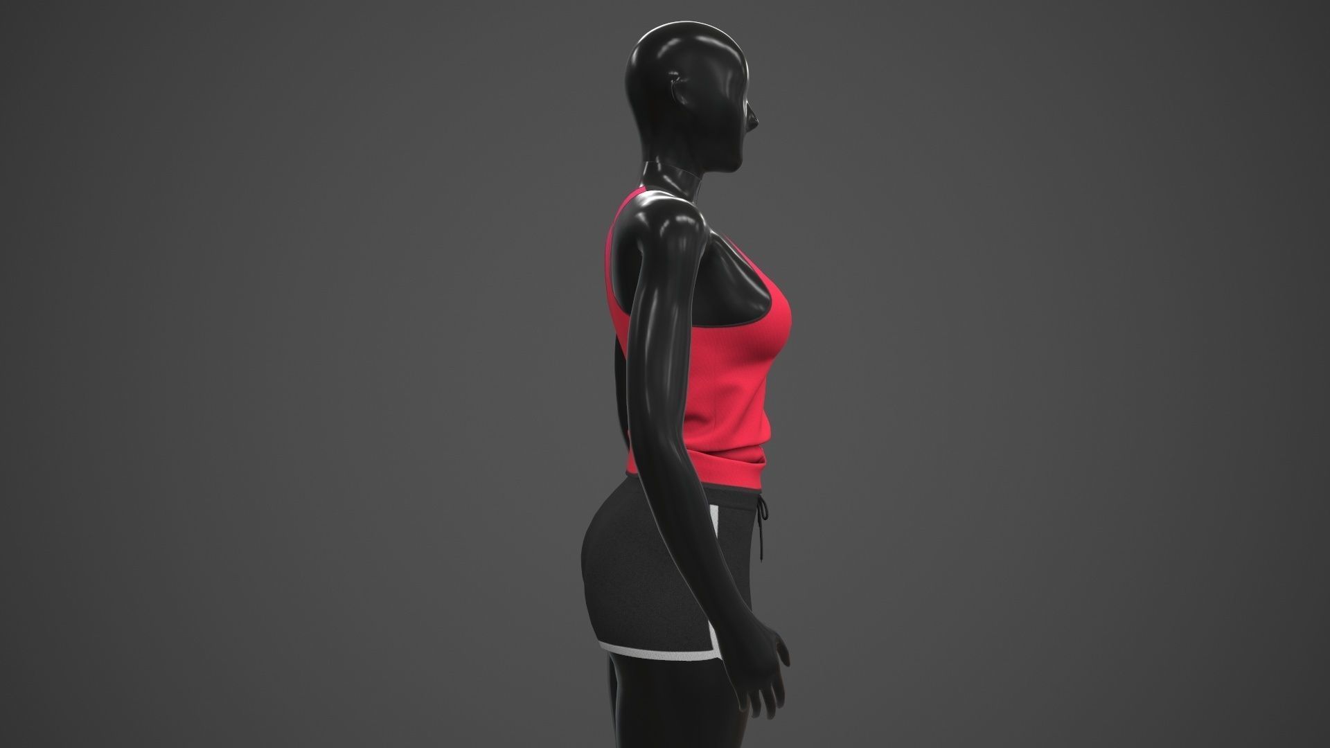 Female Sportswear gym clothing PBR Low-poly 3D model_9