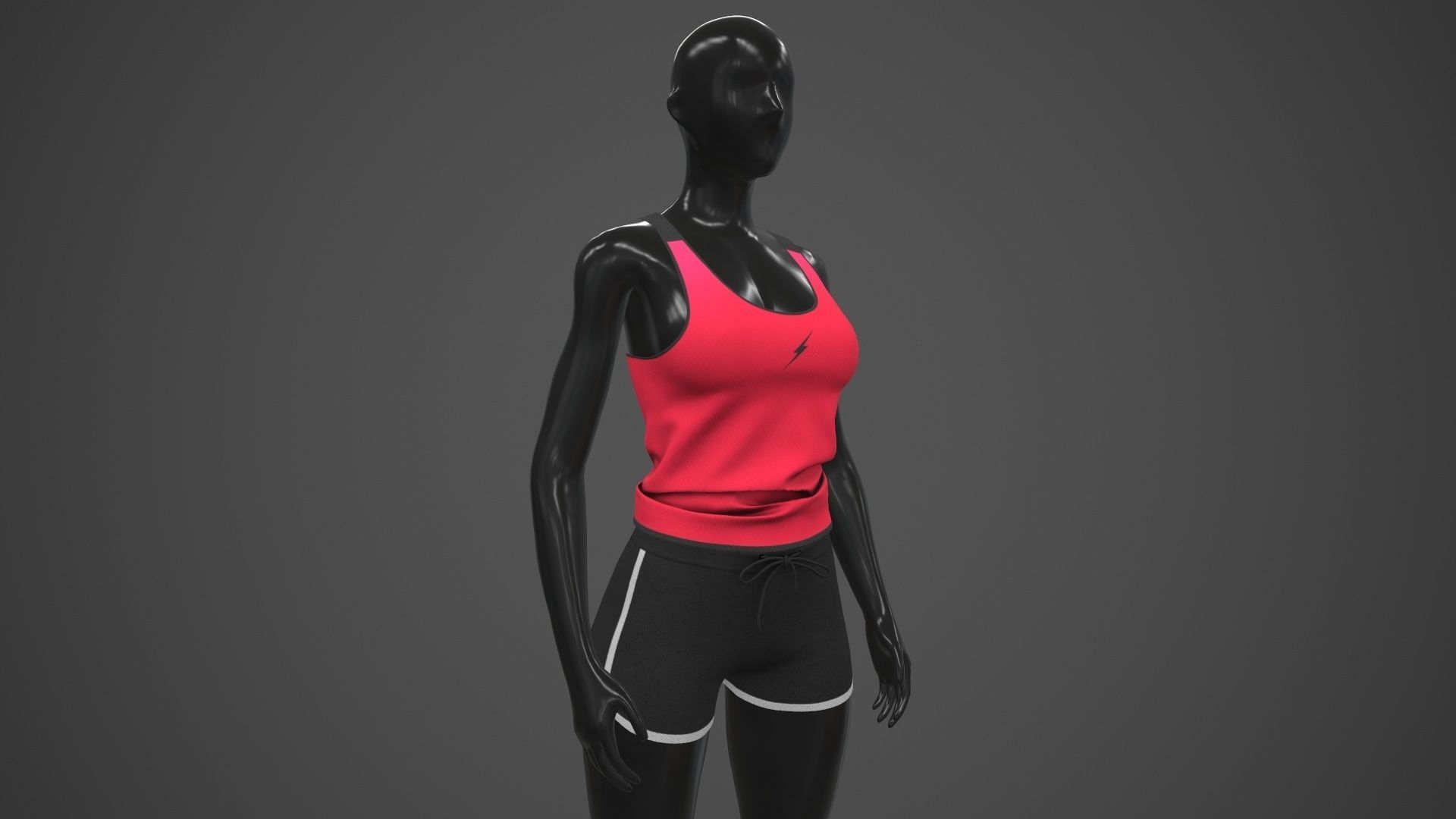 Female Sportswear gym clothing PBR Low-poly 3D model_5
