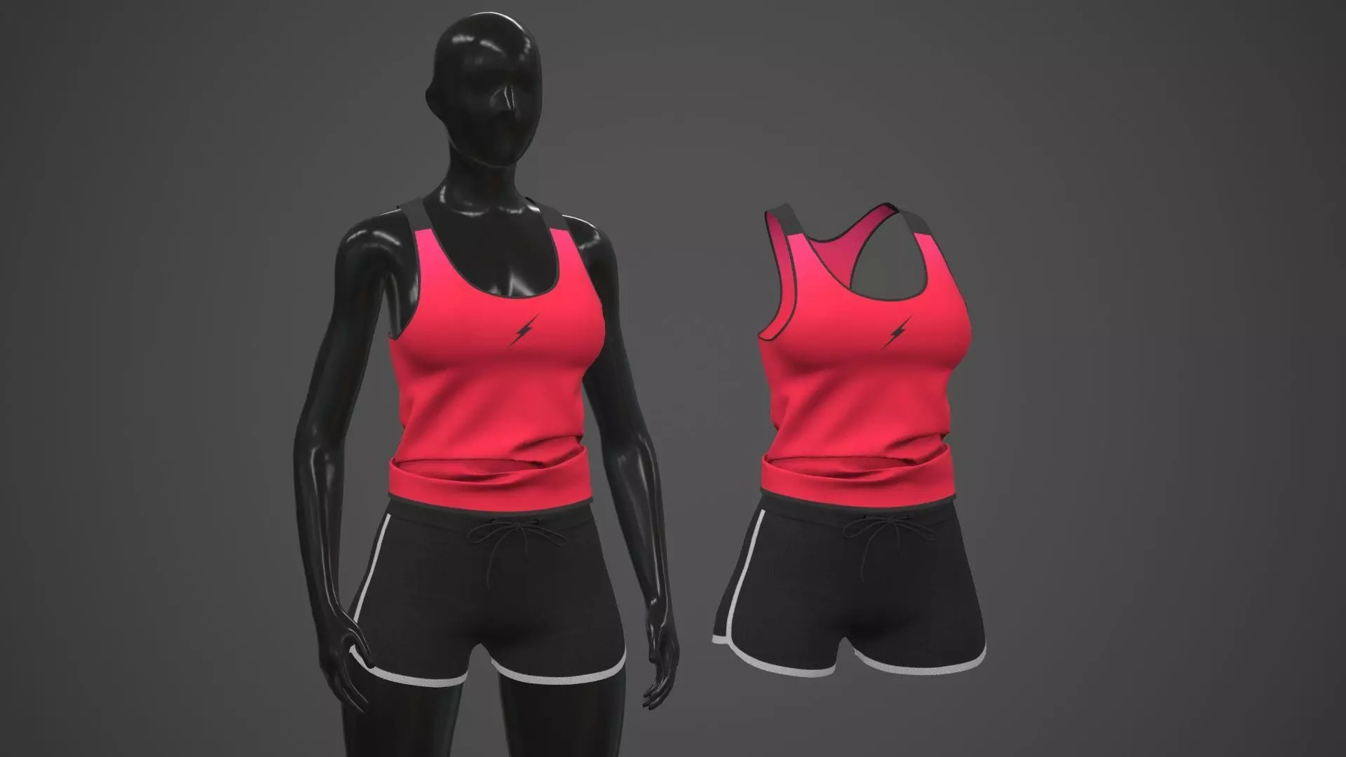 Female Sportswear gym clothing PBR Low-poly 3D model_0