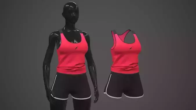 Female Sportswear gym clothing PBR Low-poly 3D model