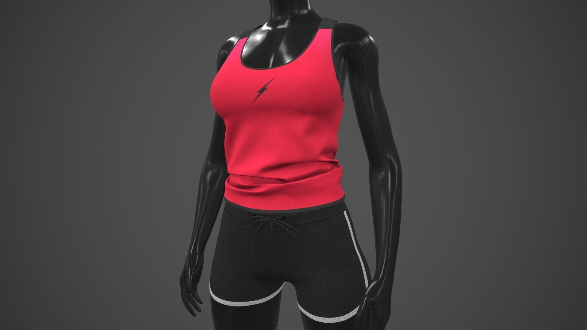Female Sportswear gym clothing PBR Low-poly 3D model_52