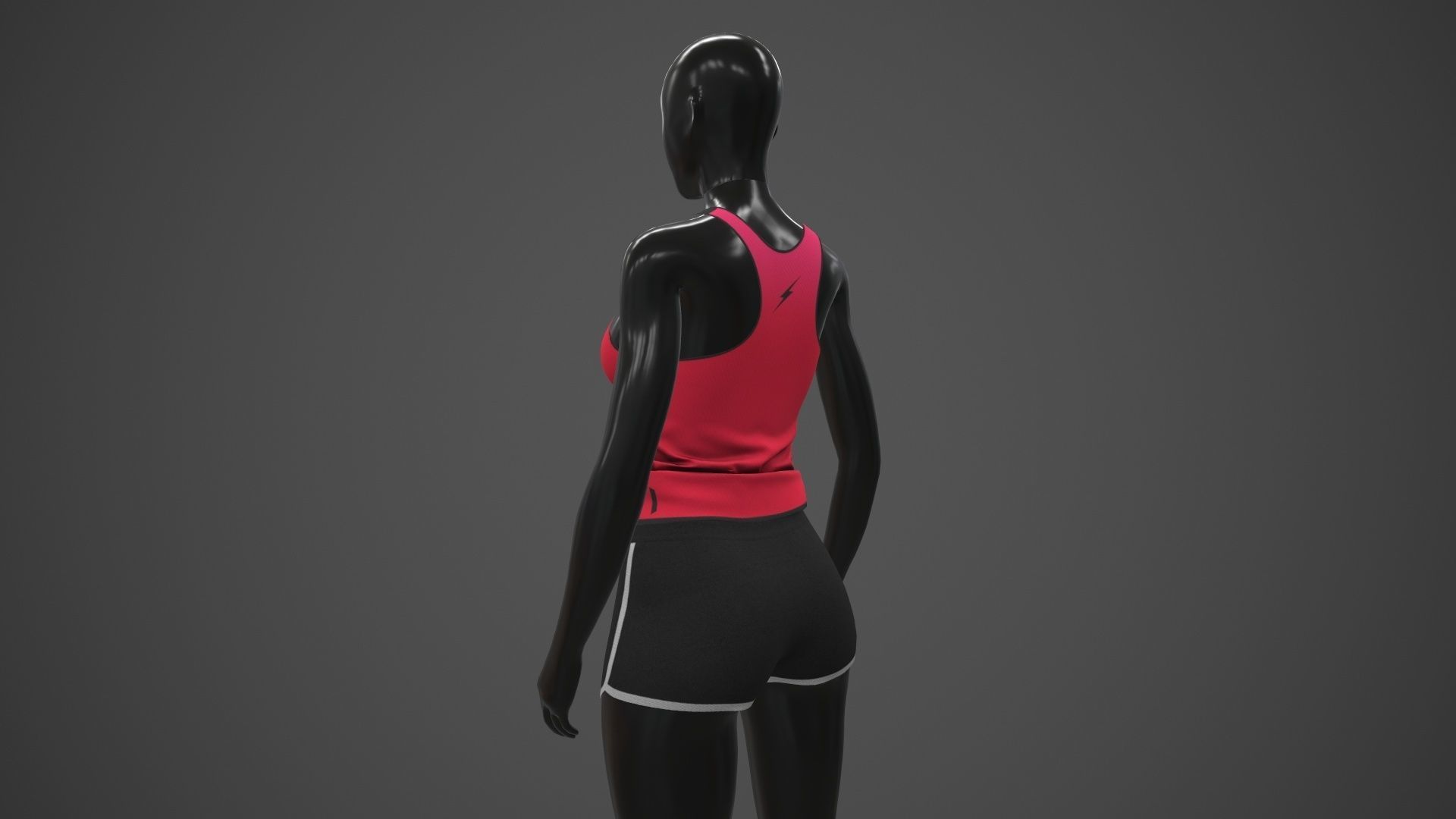 Female Sportswear gym clothing PBR Low-poly 3D model_12