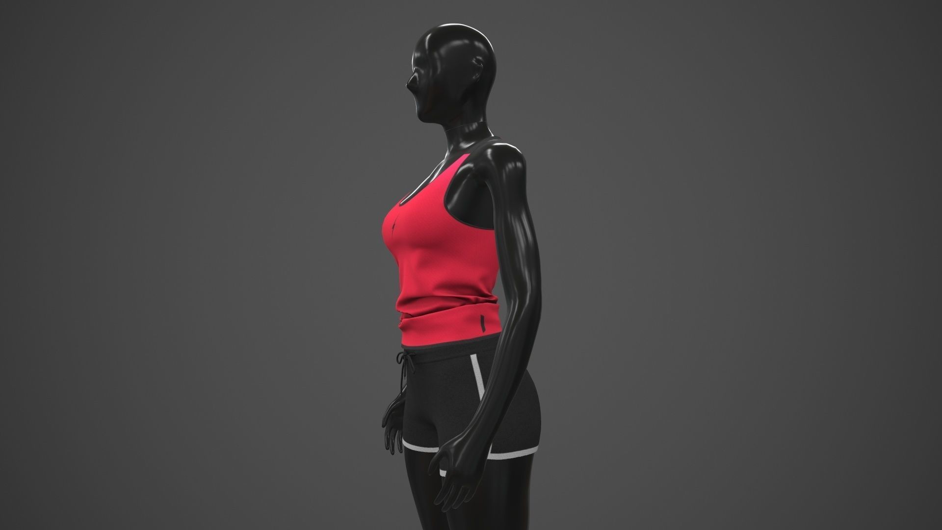 Female Sportswear gym clothing PBR Low-poly 3D model_7