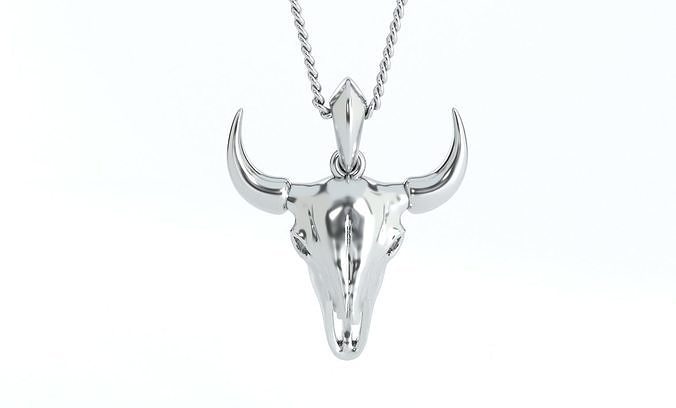 buffalo skull silver pendant 3D print model