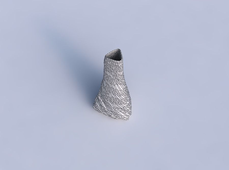 Vase grounded triangle with twisted rocky bulges 3D print model_6