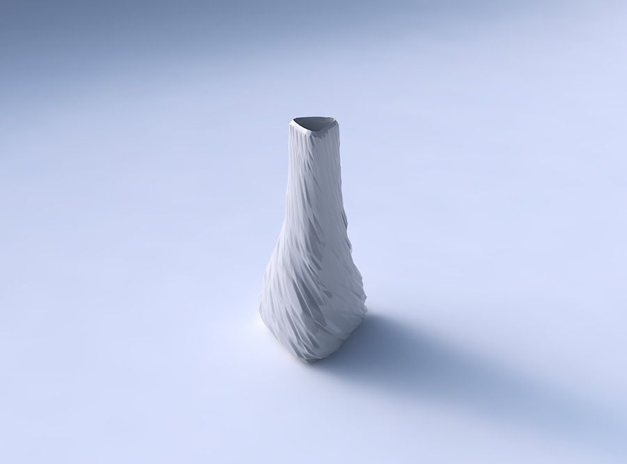 Vase grounded triangle with twisted rocky bulges 3D print model_3