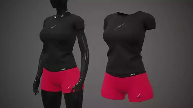 Female Sportswear gym clothing PBR 2 Low-poly 3D model