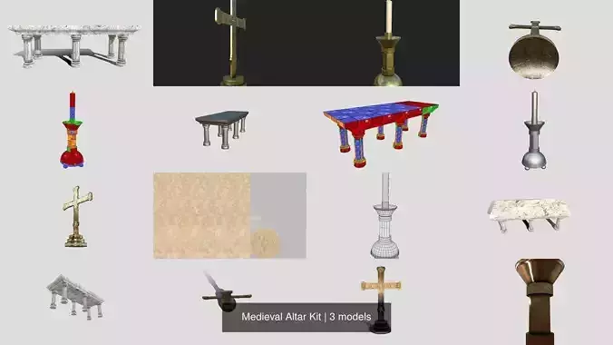 Medieval Altar Kit 3D Model Collection