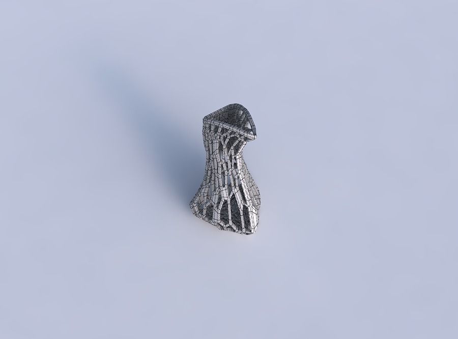 Vase puffy bent triangle with faceted organic lattice 3D print model_6