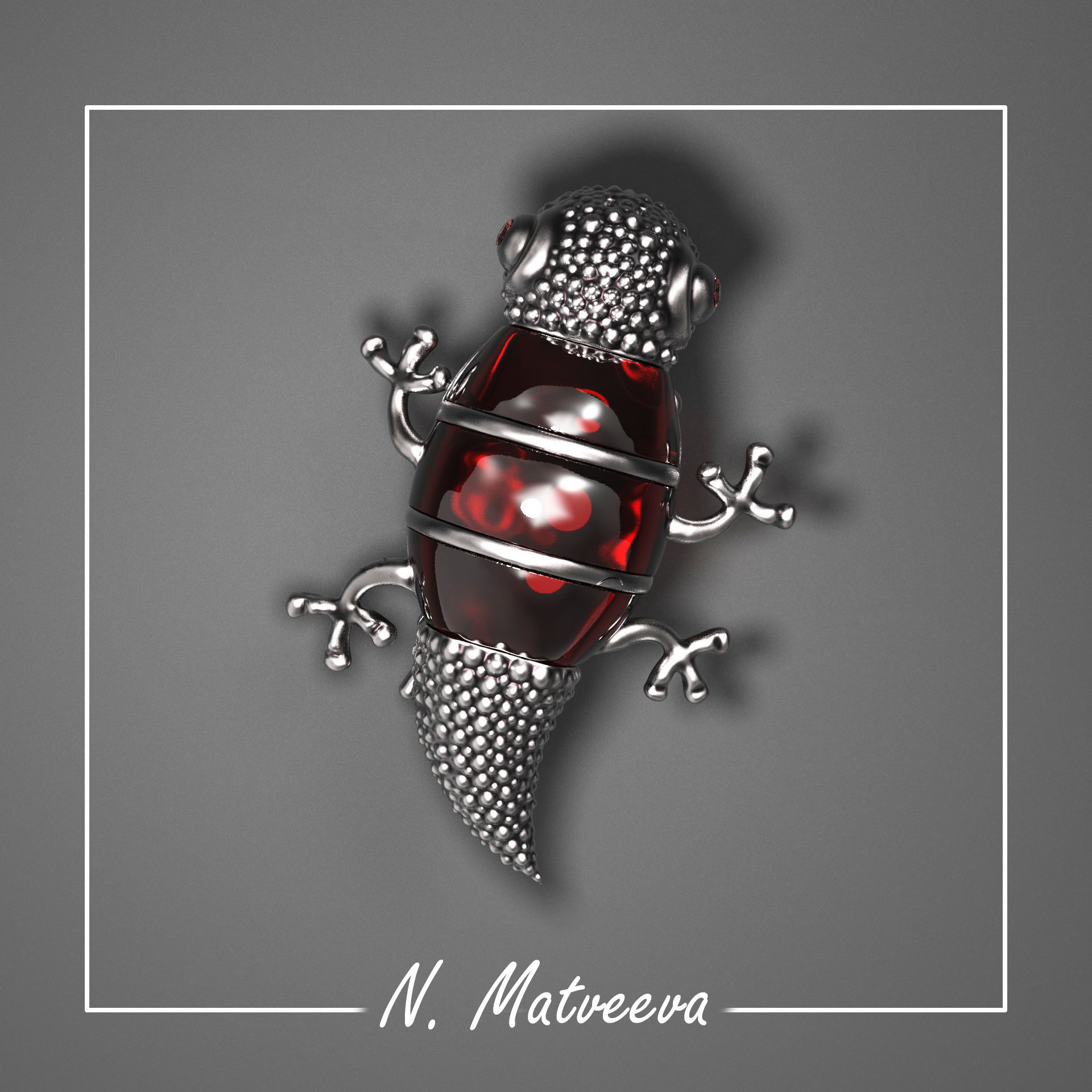 Brooch Gecko 3D print model_0