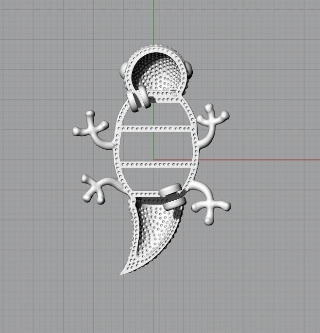Brooch Gecko 3D print model_4