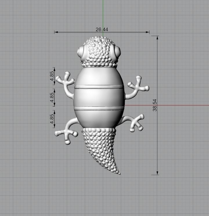 Brooch Gecko 3D print model_3