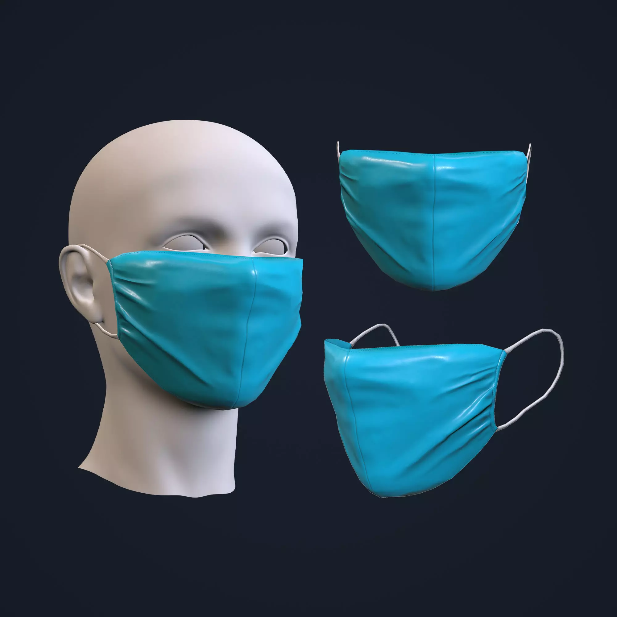 Medical mask Low-poly 3D model_0