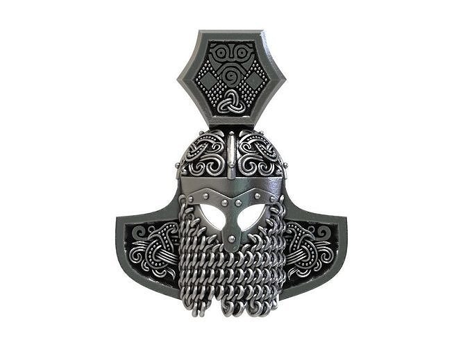 Hammerhelm-pendant ornate viking axe 3D print model