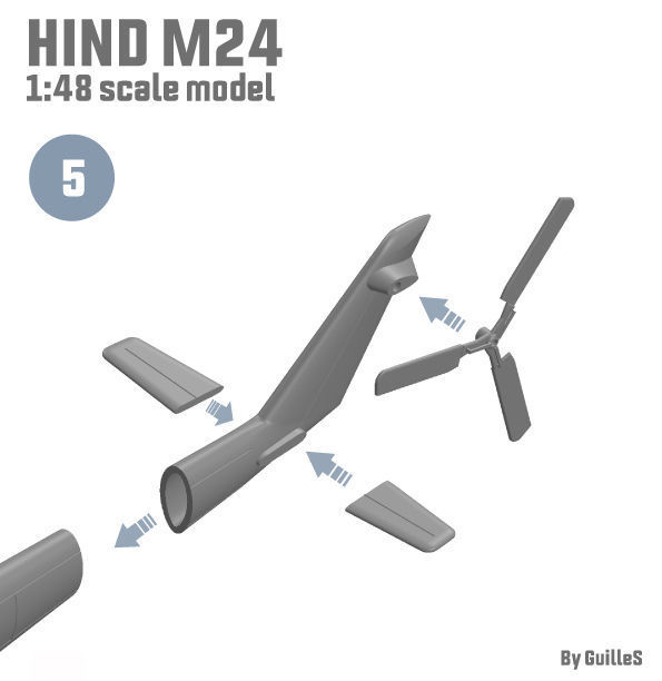 HIND MI24 RUSSIAN HELICOPTER - SCALE MODEL -  ASSEMBLY KIT  3D print model_10