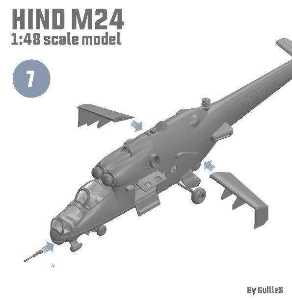 HIND MI24 RUSSIAN HELICOPTER - SCALE MODEL -  ASSEMBLY KIT  3D print model_12