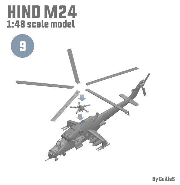 HIND MI24 RUSSIAN HELICOPTER - SCALE MODEL -  ASSEMBLY KIT  3D print model_14