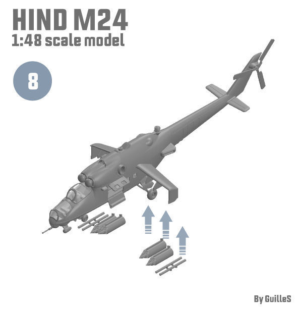 HIND MI24 RUSSIAN HELICOPTER - SCALE MODEL -  ASSEMBLY KIT  3D print model_13