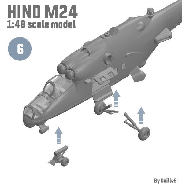 HIND MI24 RUSSIAN HELICOPTER - SCALE MODEL -  ASSEMBLY KIT  3D print model_11
