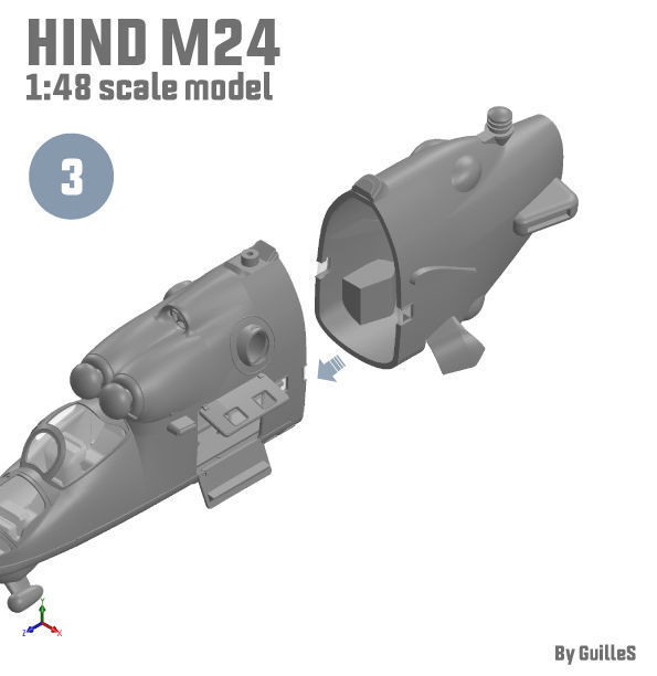 HIND MI24 RUSSIAN HELICOPTER - SCALE MODEL -  ASSEMBLY KIT  3D print model_8