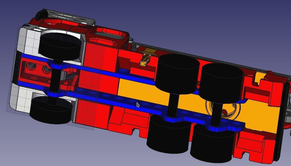 Long fire truck with ladder toy fully 3D printable 3D print model_5