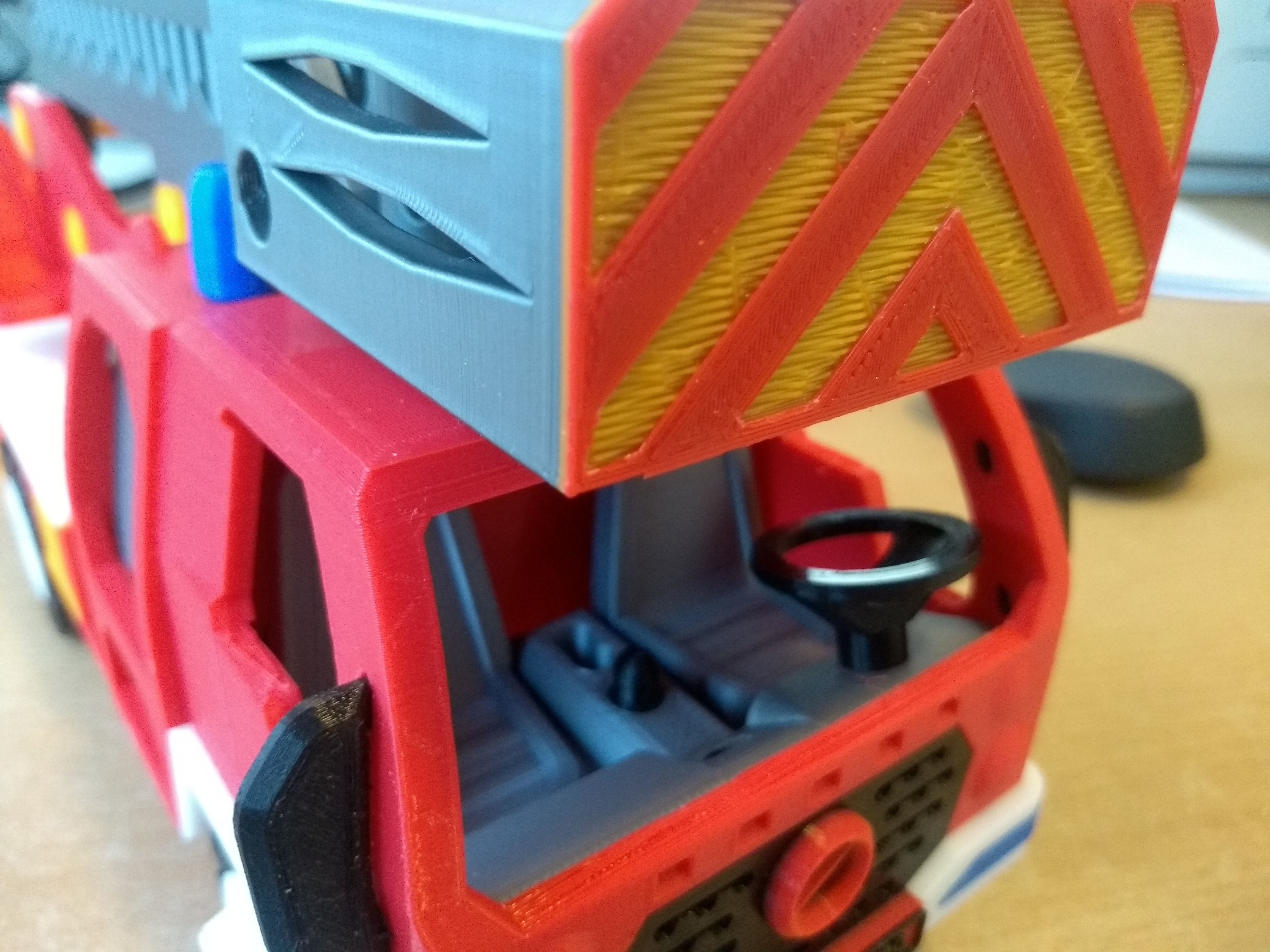Long fire truck with ladder toy fully 3D printable 3D print model_18