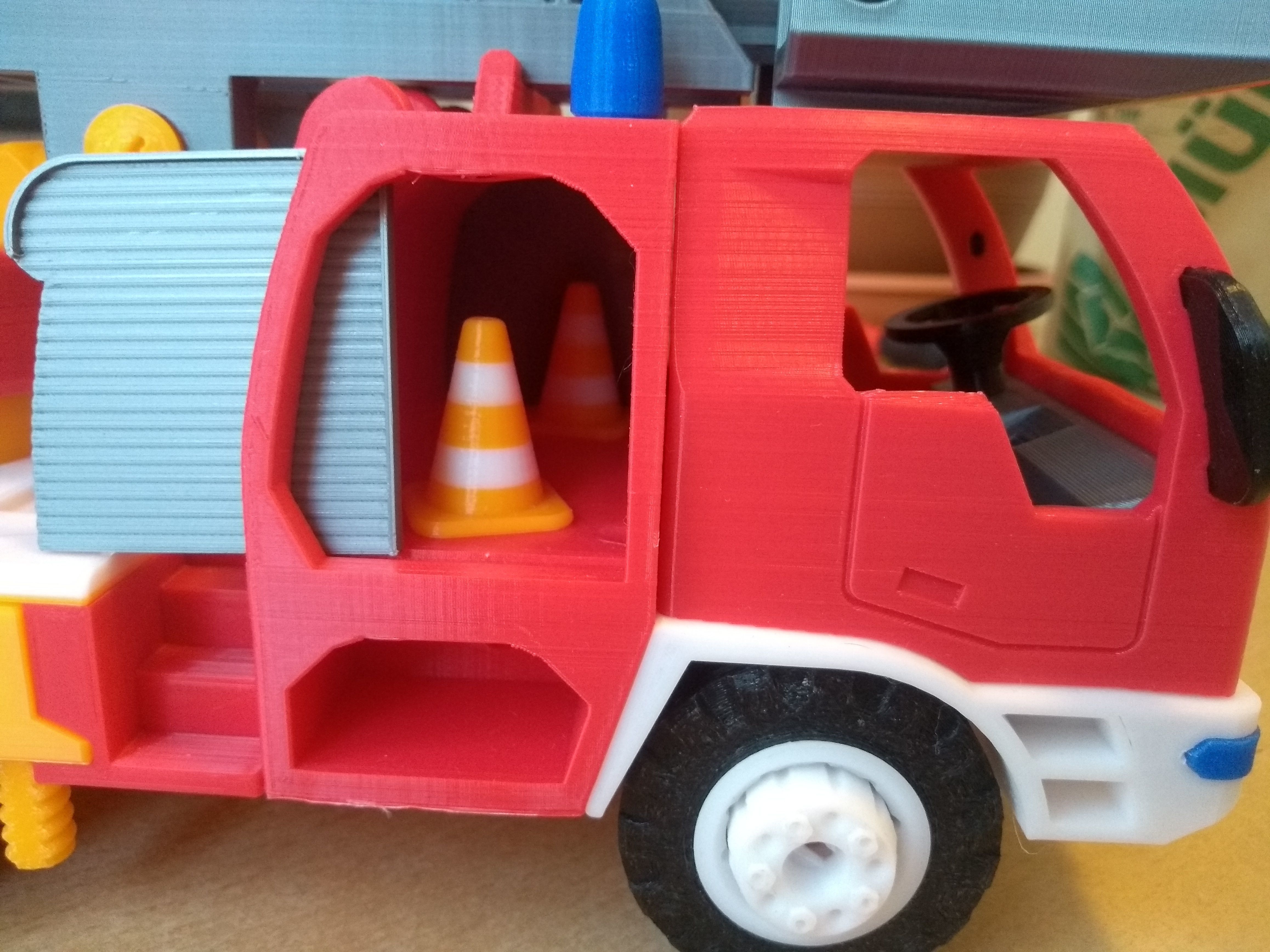 Long fire truck with ladder toy fully 3D printable 3D print model_19