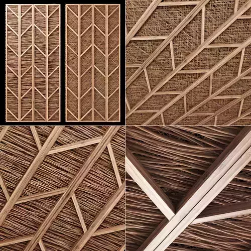 Ceiling diagonal wood  thin branch beam n5