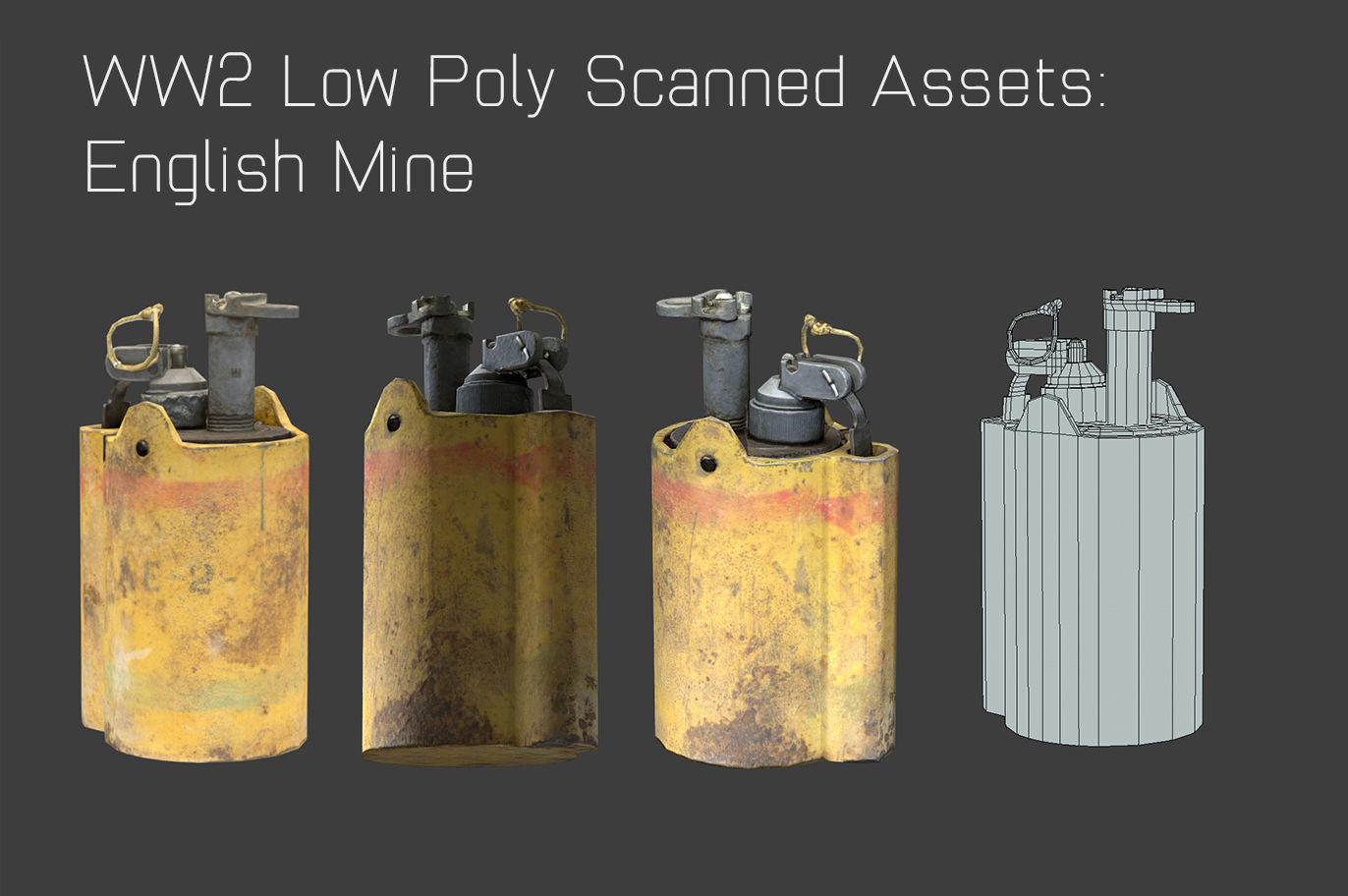 WW2 English Mine Low-poly 3D model_1