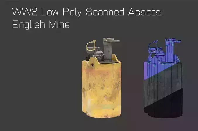WW2 English Mine Low-poly 3D model