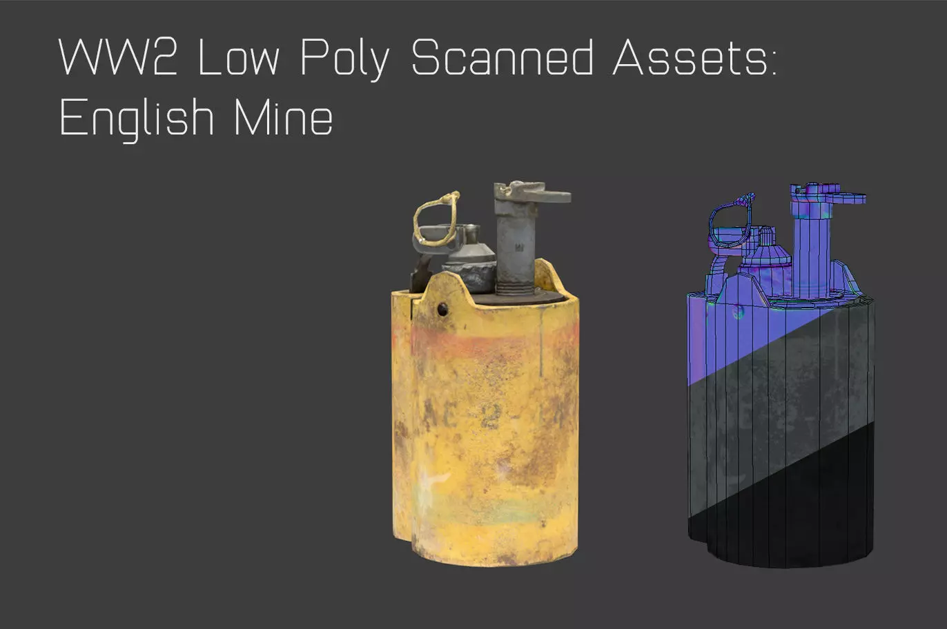 WW2 English Mine Low-poly 3D model_0